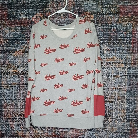 Gen.2  womens IU Indiana Hoosiers AOP Spellout heathered crewneck sweatshirt XL - Picture 1 of 7